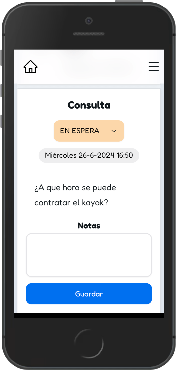 Captura de la plataforma en móvil: Recibe consultas