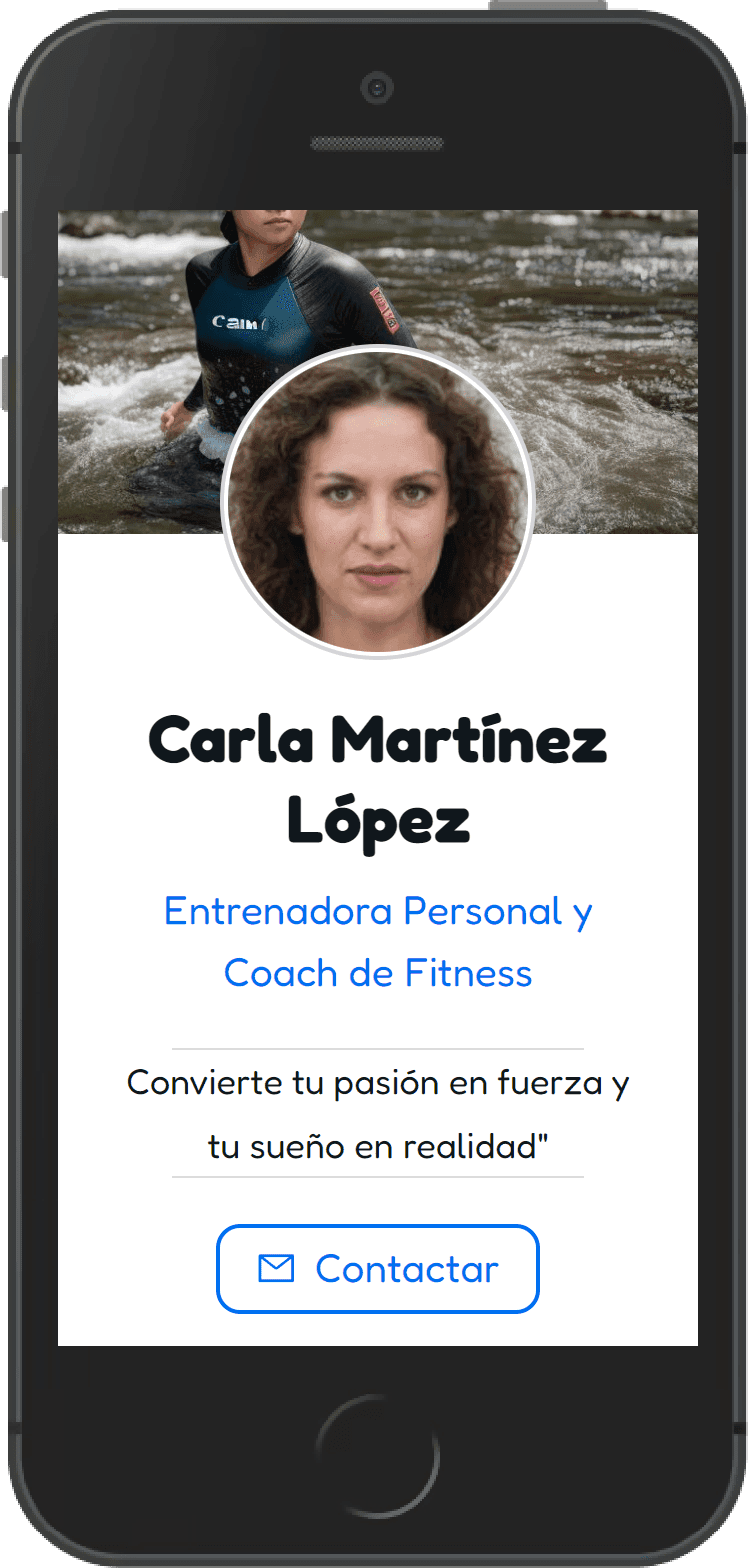 Captura de la plataforma en móvil: Usa tu Perfil como tu Página Personal