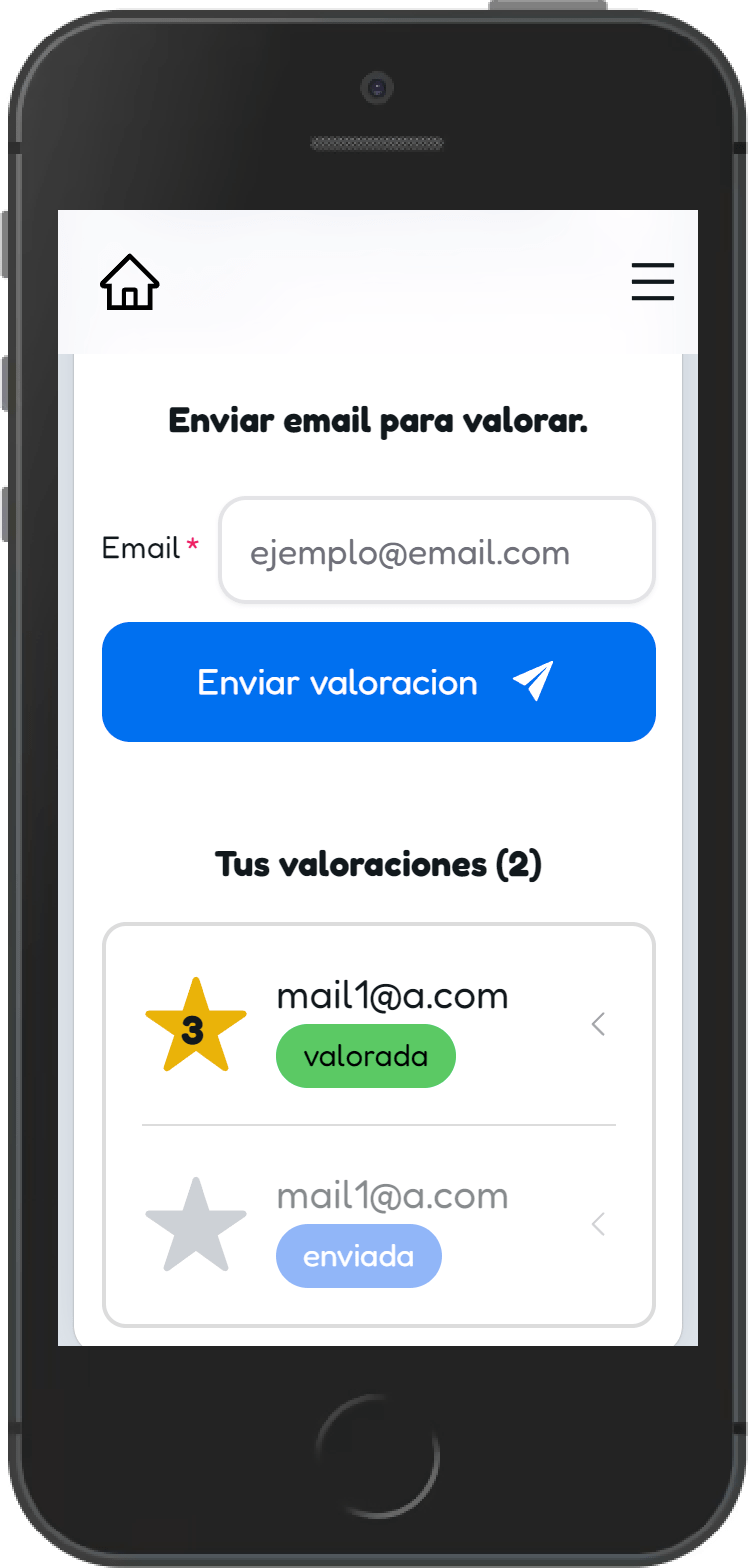 Captura de la plataforma en móvil: Recibe valoraciones
